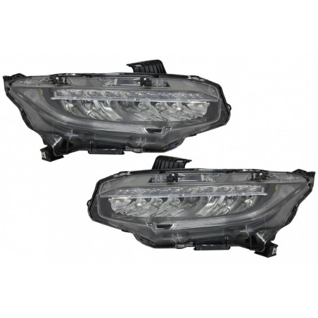 Headlights Full LED suitable for Honda Civic Mk10 FC/FK (2016-Up) Sedan & Hatchback with Sequential Dynamic Turning Lights