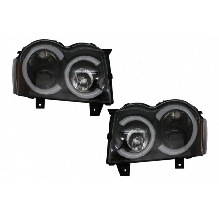 Angel Eyes Headlights LED BAR suitable for Jeep Grand Cherokee WK (2005-2008) Black