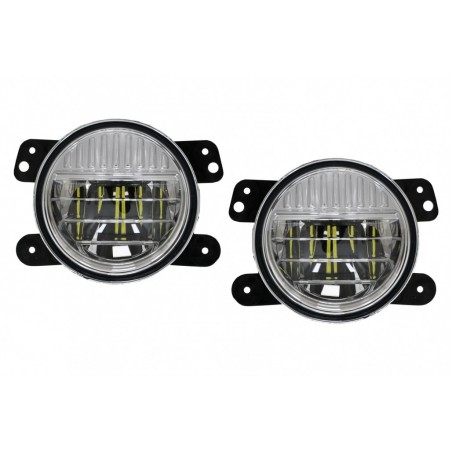 Full LED Fog Lights 4 Inch suitable for Jeep Wrangler JK TJ JL (1996-2018)