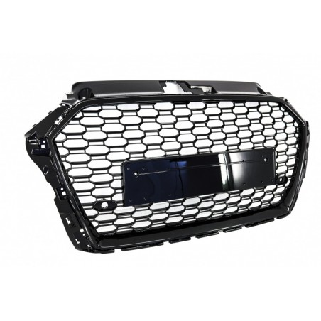 Badgeless Front Grille suitable for AUDI A3 8V Facelift (2017-2018) RS3 Design Piano Black