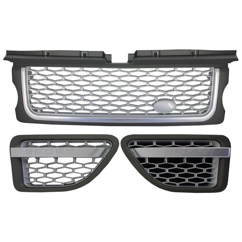 Central Grille and Side Vents Assembly suitable for Land Range Rover Sport L320 (2005-2008) Autobiography Look Silver Edition