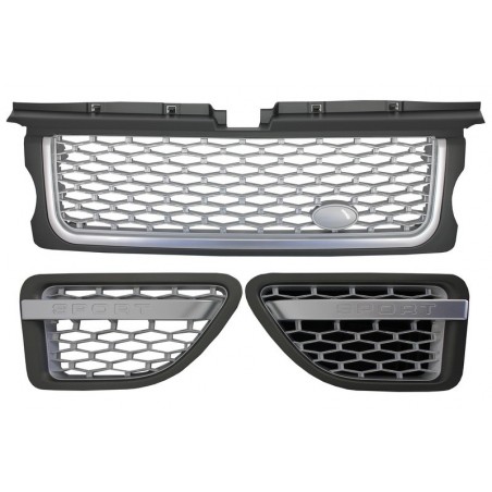Central Grille and Side Vents Assembly suitable for Land Range Rover Sport L320 (2005-2008) Autobiography Look Silver Edition