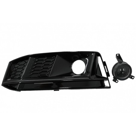 Bumper Lower Grille ACC Covers Side Grilles suitable for Audi A4 B9 S-Line Sedan Avant (2016-2018) RS4 Design Black Edition