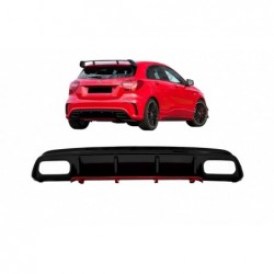 Rear Bumper Valance Diffuser suitable for Mercedes W176 A-Class (2012-2018) A45 Facelift Design Red Edition