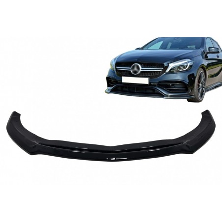 Front Bumper Lip Extension suitable for Mercedes A-Class W176 AMG Facelift (2015-2018) Piano Black