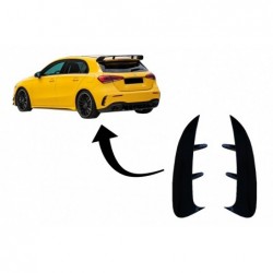 Rear Bumper Flaps Flics Side Fins suitable for Mercedes A Class W177 (04.2018-up) Hatchback A35 Design Black Edition