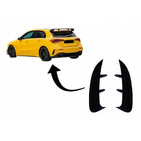 Rear Bumper Flaps Flics Side Fins suitable for Mercedes A Class W177 (04.2018-up) Hatchback A35 Design Black Edition