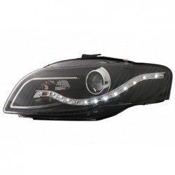Priekiniai žibintai LED DRL DAYLIGHT tinka Audi A4 B7 (11.2004-03.2008) Juoda
