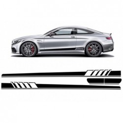 Side Decals Sticker Vinyl suitable for Mercedes C-Class C205 Coupe A205 Cabriolet (2014-up) C63 Design Piano Black