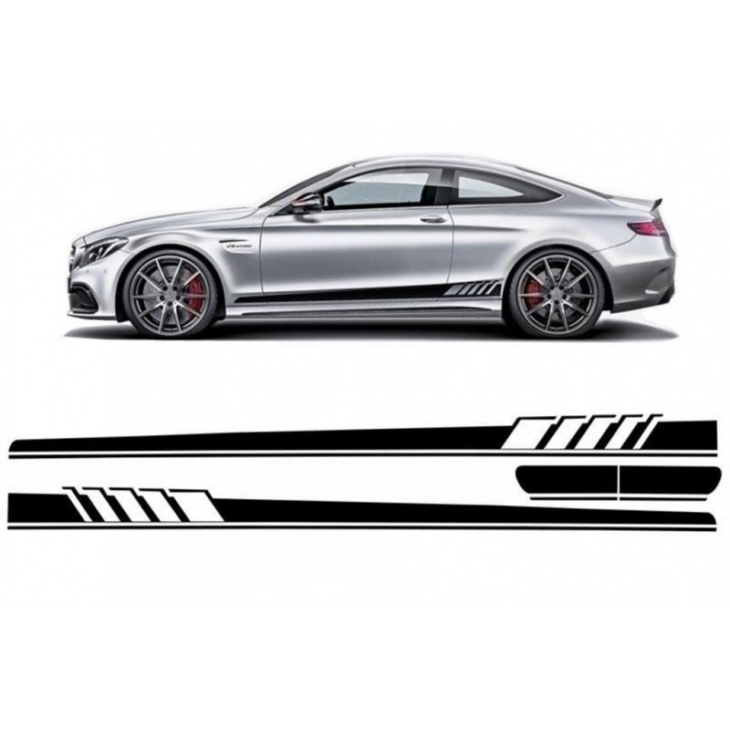 Side Decals Sticker Vinyl suitable for Mercedes C-Class C205 Coupe A205 Cabriolet (2014-up) C63 Design Piano Black