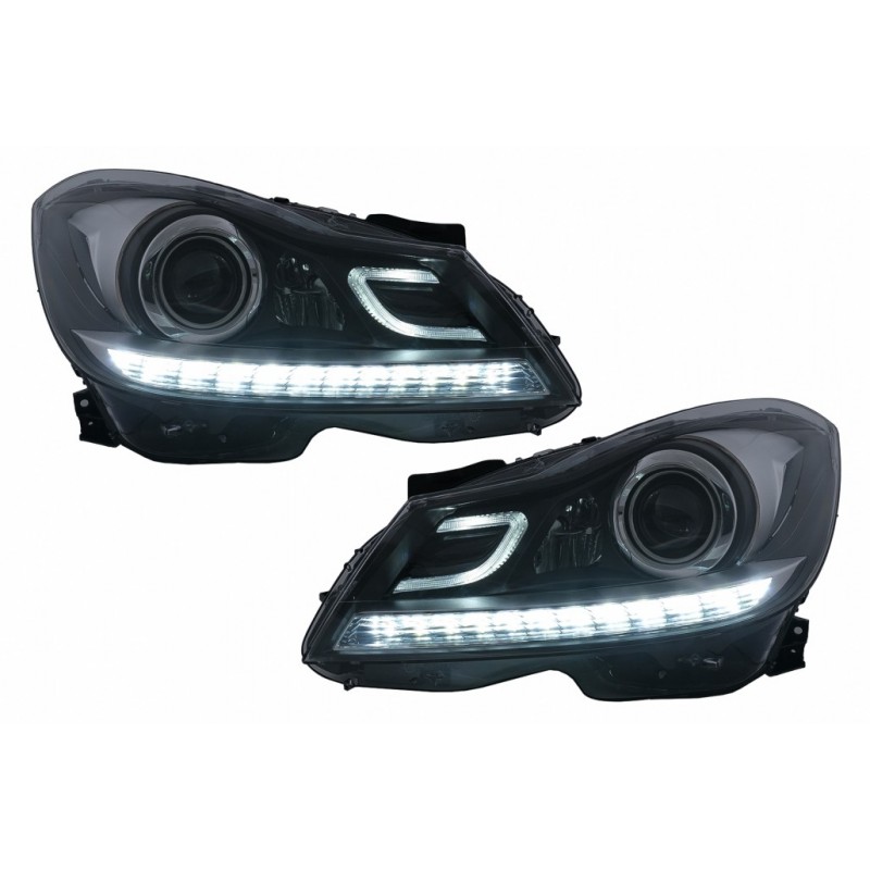LED DRL Headlights suitable for Mercedes C-Class W204 S204 (2011-2014) with Dynamic Sequential Turning Light