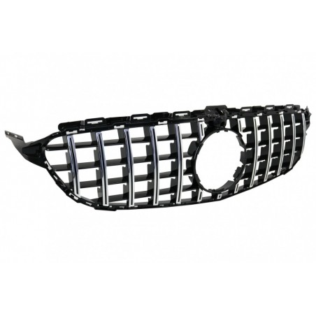 Priekinės grotelės tinka Mercedes C-Class W205 S205 A205 C205 (2014-2018) GT-R Panamericana Design Chrome su 360 kamera