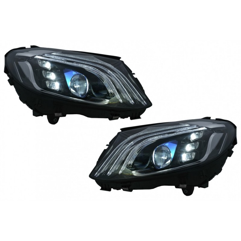 Pilnai LED priekiniai žibintai tinka Mercedes C-Class W205 S205 (2014-2020) LHD W222 Design