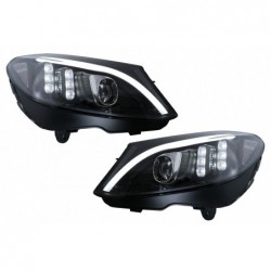 TRU LED DRL Headlights suitable for Mercedes C-Class W205 S205 A205 C205 (2014-2018) Black Dynamic Sequential Turning Lights