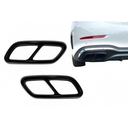 Muffler Tips Frames suitable for Mercedes C-Class W206 S206 Sport Line (2021-Up) Piano Black