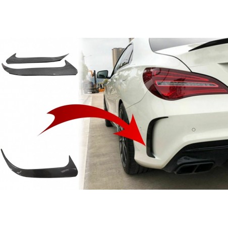 Rear Bumper Flaps Side Fins Flips suitable for Mercedes CLA W117 (2014-2018) Carbon Edition