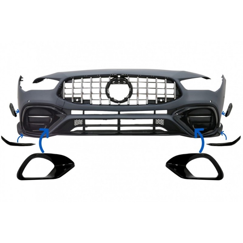 Side Grilles Cover Frames suitable for Mercedes CLA 45 CLA 45S X118 C118 (2019-up) Piano Black