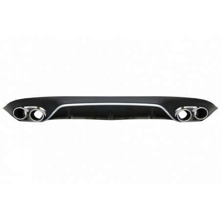 Rear Diffuser with Exhaust Tips suitable for Mercedes E-Class C238 A238 AMG Sport Line Coupe Cabrio (2016-2019) E53 Design Silve