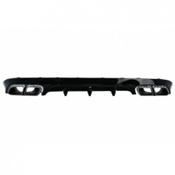 Rear Diffuser with Exhaust Tips suitable for Mercedes E-Class C238 A238 AMG Sport Line Coupe Cabrio (2016-2019) E63 Design Chrom