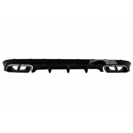 Rear Diffuser with Exhaust Tips suitable for Mercedes E-Class C238 A238 AMG Sport Line Coupe Cabrio (2016-2019) E63 Design Chrom