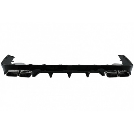 Rear Diffuser with Exhaust Tips suitable for Mercedes E-Class C238 A238 AMG Sport Line Coupe Cabrio (2016-2019) E63 Design Chrom