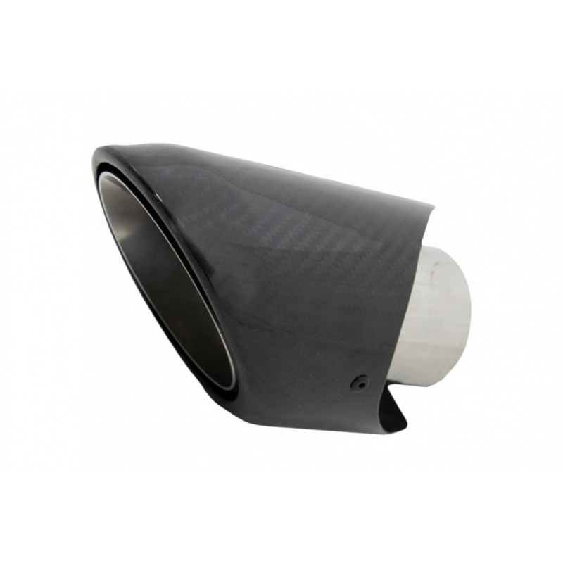 Universal Carbon Fiber Exhaust Muffler Tip Polished Look Inlet 6.2cm