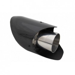 Universal Carbon Fiber Exhaust Muffler Tip Polished Look Inlet 6.2cm