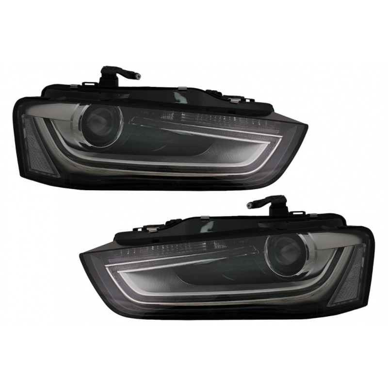LED DRL priekiniai žibintai, skirti Audi A4 B8.5 Facelift (2012-2015) juodi