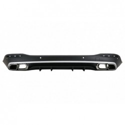 Rear Diffuser with Silver Exhaust Muffler Tips suitable for Mercedes GLE W167 SUV V167 Sport Line (2019-Up) GLE 63 Design