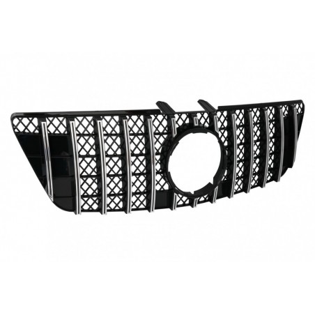Central Front Grille suitable for Mercedes ML W164 Facelift (07.2008-2011) GT-R Panamericana Design Black Chrome