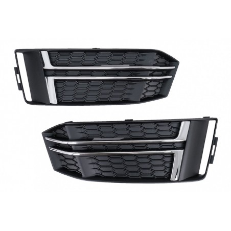 Bumper Lower Grille Covers Side Grilles suitable for Audi A4 B9 Sedan Avant (2016-2018) S-Line Silver Edition