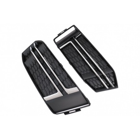 Bumper Lower Grille Covers Side Grilles suitable for Audi A4 B9 Sedan Avant (2016-2018) S-Line Silver Edition