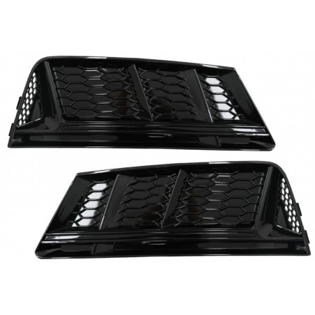 Bumper Lower Grille Covers Side Grilles suitable for Audi A4 B9 Sedan Avant (2016-2018) RS4 Design Black Edition