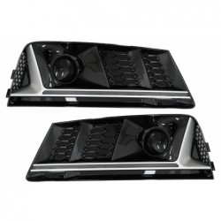 Bumper Lower Grille ACC Covers Side Grilles suitable for Audi A4 B9 Sedan Avant (2016-2018) RS4 Design Silver Edition