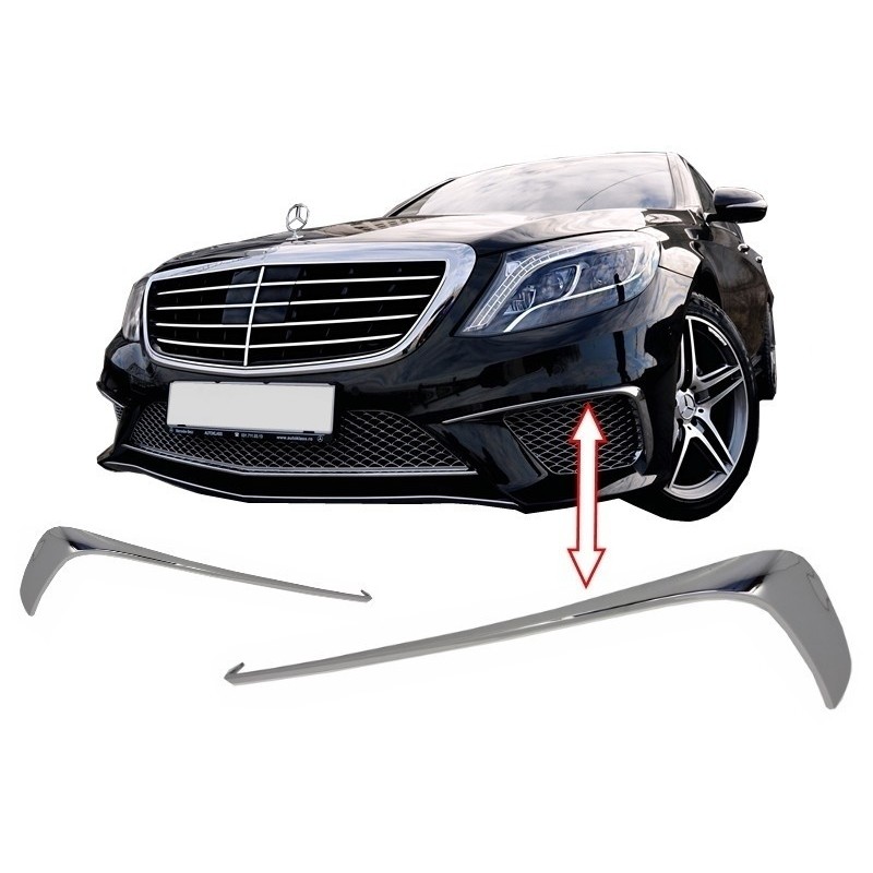 Priekinio buferio skirstytuvai, tinkami Mercedes W222 S-Class S65 Design (2013 m. ir naujesnių) Chrome Edition
