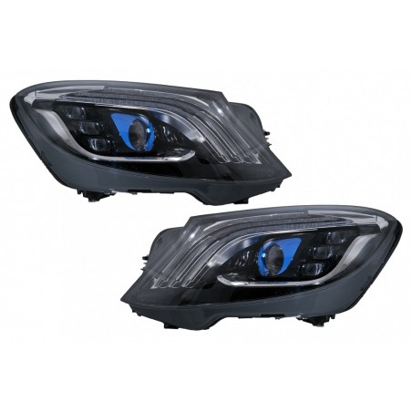 Pilnai LED priekiniai žibintai tinka Mercedes S-Class W222 (2013-2017) Facelift Look Dynamic Sequential Turning Light