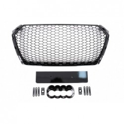 Priekinės grotelės tinka Audi A4 B9 8W (2016-2018) Sedan Avant RS Design Glossy Black