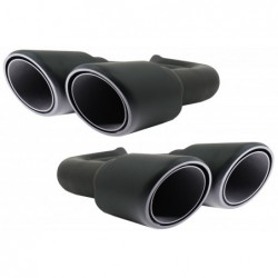 Exhaust Muffler Tips suitable for Porsche Cayenne 92A V6 V8 Diesel (05.2010-09.2014) GTS Design Matte Black