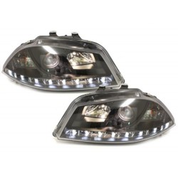DAYLINE Headlights LED suitable for Seat Ibiza 6L (04.2002-2008) DRL Black
