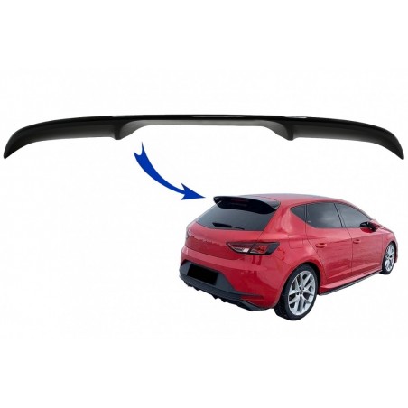 Roof Spoiler Cap suitable for Seat Leon 5F Mk3 5 Doors Hatchback (2012-2019) Piano Black