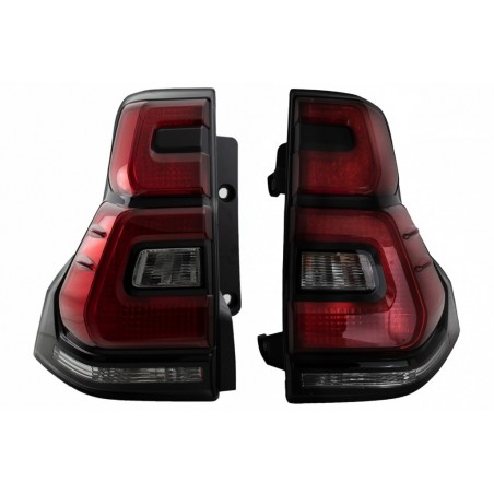 Galiniai LED žibintai tinka Toyota Land Cruiser FJ150 Prado (2010-2018) Red Clear Light Bar (2018+) Dizainas