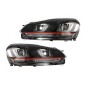 RHD Headlights suitable for VW Golf 6 VI (2008-2013) Golf 7 3D LED DRL U-Design LED Flowing Turning Light Red Stripe