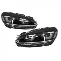 Headlights suitable for VW Golf 6 VI (2008-2013) Golf 7 3D LED DRL U-Design LED Flowing Turning Light Chrome