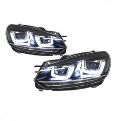 Headlights suitable for VW Golf 6 VI (2008-2013) Golf 7 3D LED DRL U-Design LED Flowing Turning Light Chrome