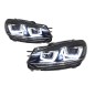 Headlights suitable for VW Golf 6 VI (2008-2013) Golf 7 3D LED DRL U-Design LED Flowing Turning Light Chrome