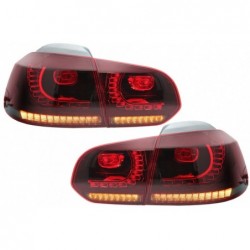 Galiniai LED žibintai, tinkami VW Golf 6 VI (2008-2013) R20 Design Red Cherry su nuosekliais dinaminiais posūkio žibintais (LHD 