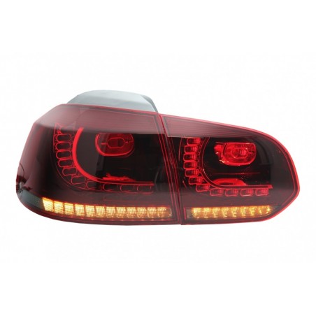 Taillights Full LED suitable for VW Golf 6 VI (2008-2013) R20 Design Red Cherry with Sequential Dynamic Turning Lights (LHD and 