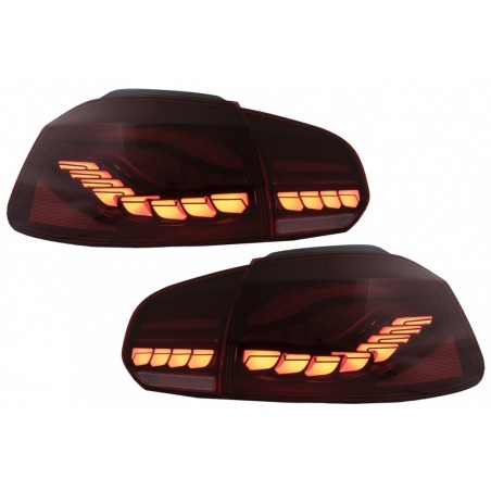Taillights Full LED suitable for VW Golf 6 VI (2008-2013) Red Smoke with Sequential Dynamic Turning Lights (LHD and RHD)