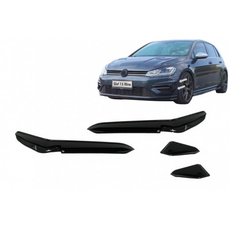 Front Bumper Side Fins Flaps suitable for VW Golf 7.5 5G R Hatchback (2017-2020) Piano Black