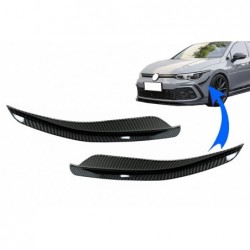 Priekinio buferio šoninių pelekų sklendės, tinkamos VW Golf 8 Mk8 MQB GTI R-Line (2020-Up) Carbon Look